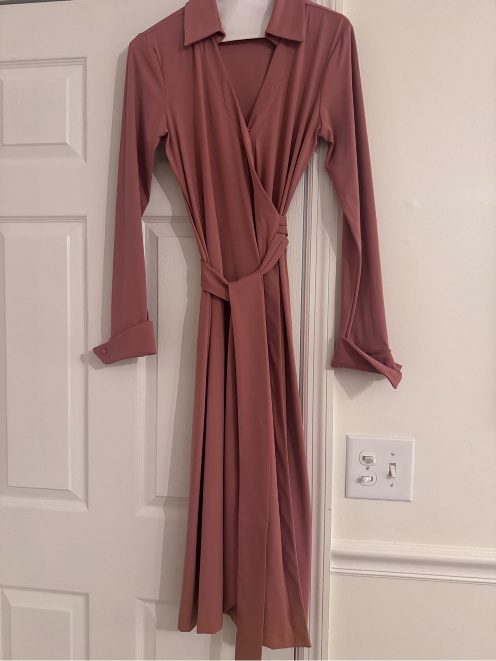 Alex Marie Long Sleeve Wrap Dress in Dusty Rose
